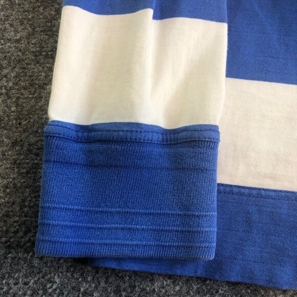 Crew Clothing Company Rugby Shirt Men XL Blue White Stripe Long Sleeve Polo - Picture 8 of 10
